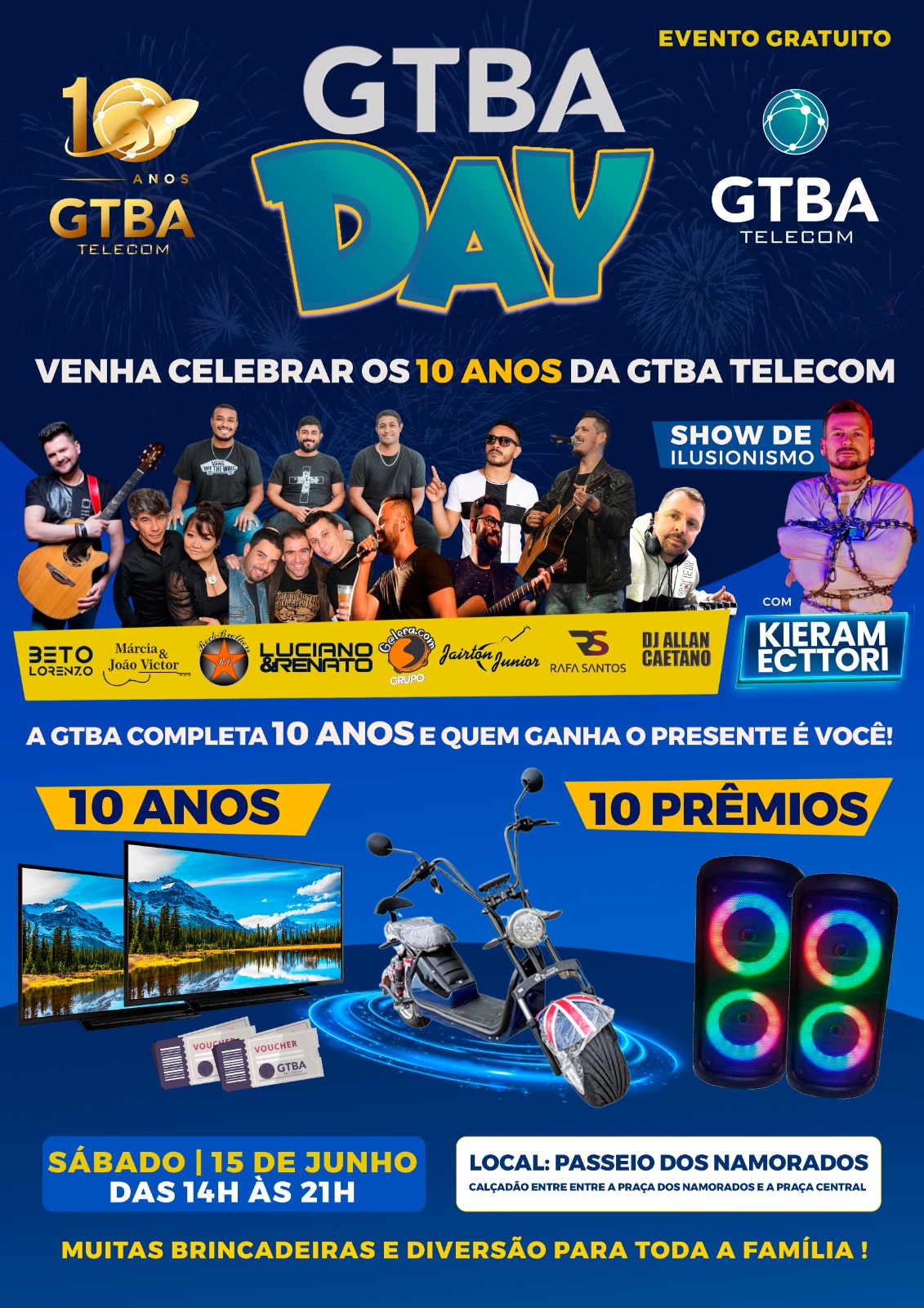 GTBA DAY: Celebração dos 10 Anos da GTBA Telecom Promete Entretenimento e Prêmios Incríveis!