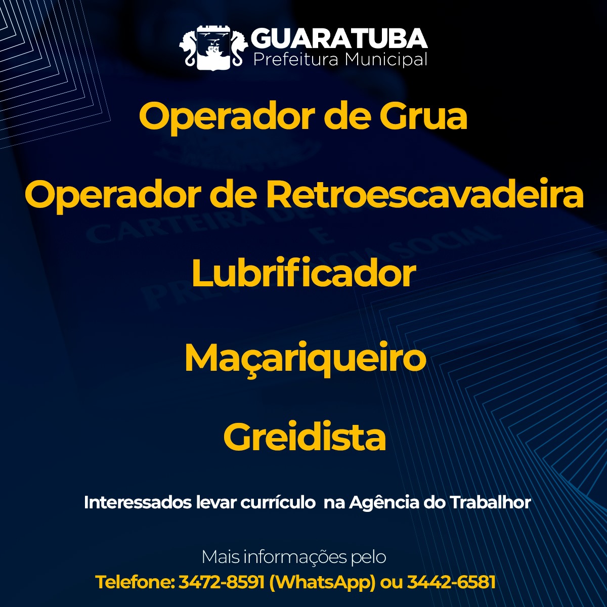 ​Oportunidade de Trabalho na Ponte de Guaratuba